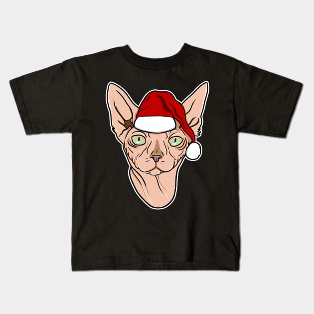 Santa Sphynx cat Kids T-Shirt by Spectralstories